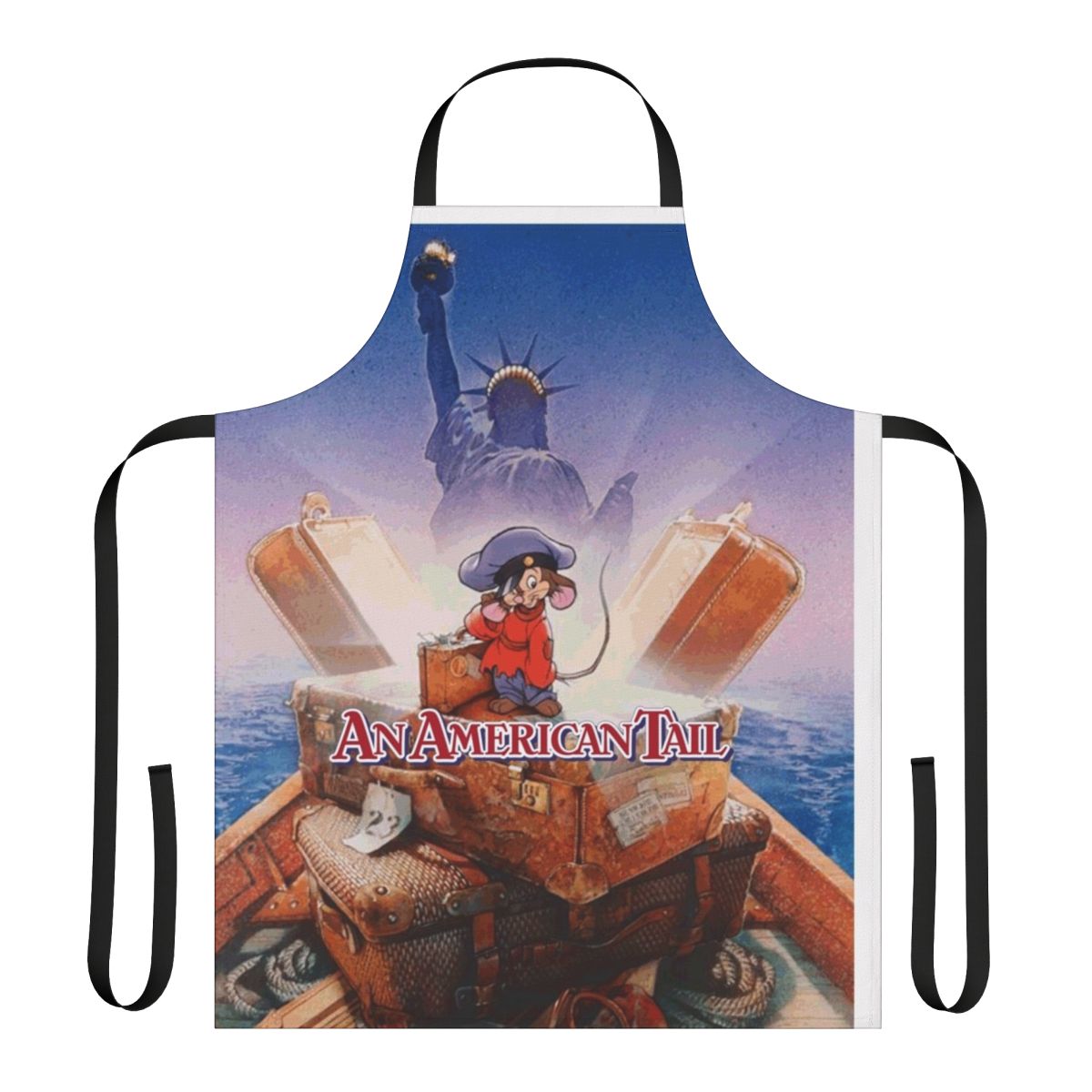 Retro inspired kitchen apron featuring the iconic movie poster design for An American Tail by artist Drew Struzan