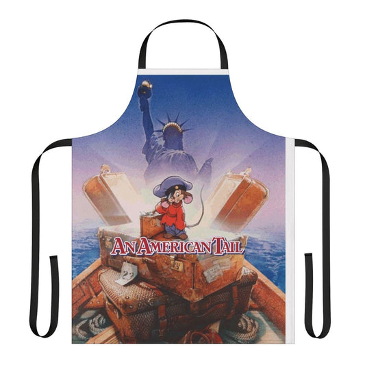 Retro inspired kitchen apron featuring the iconic movie poster design for An American Tail by artist Drew Struzan