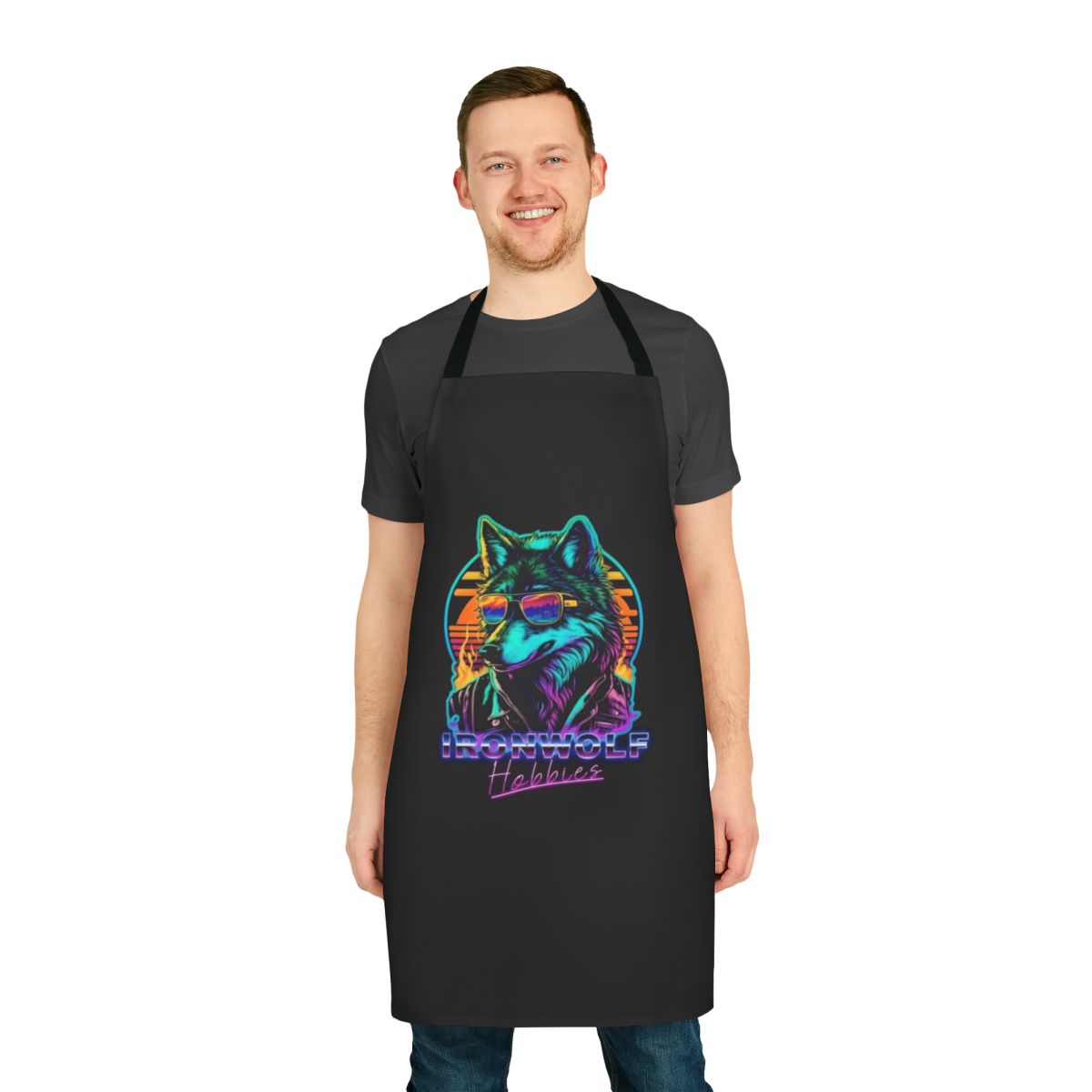 Retro-inspired apron featuring a space marine design for hobby and craft enthusiasts