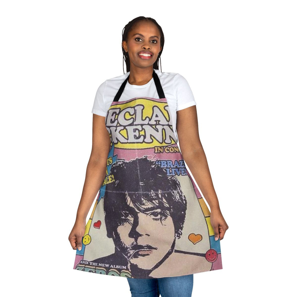 Retro-style apron featuring the design of an indie music album cover