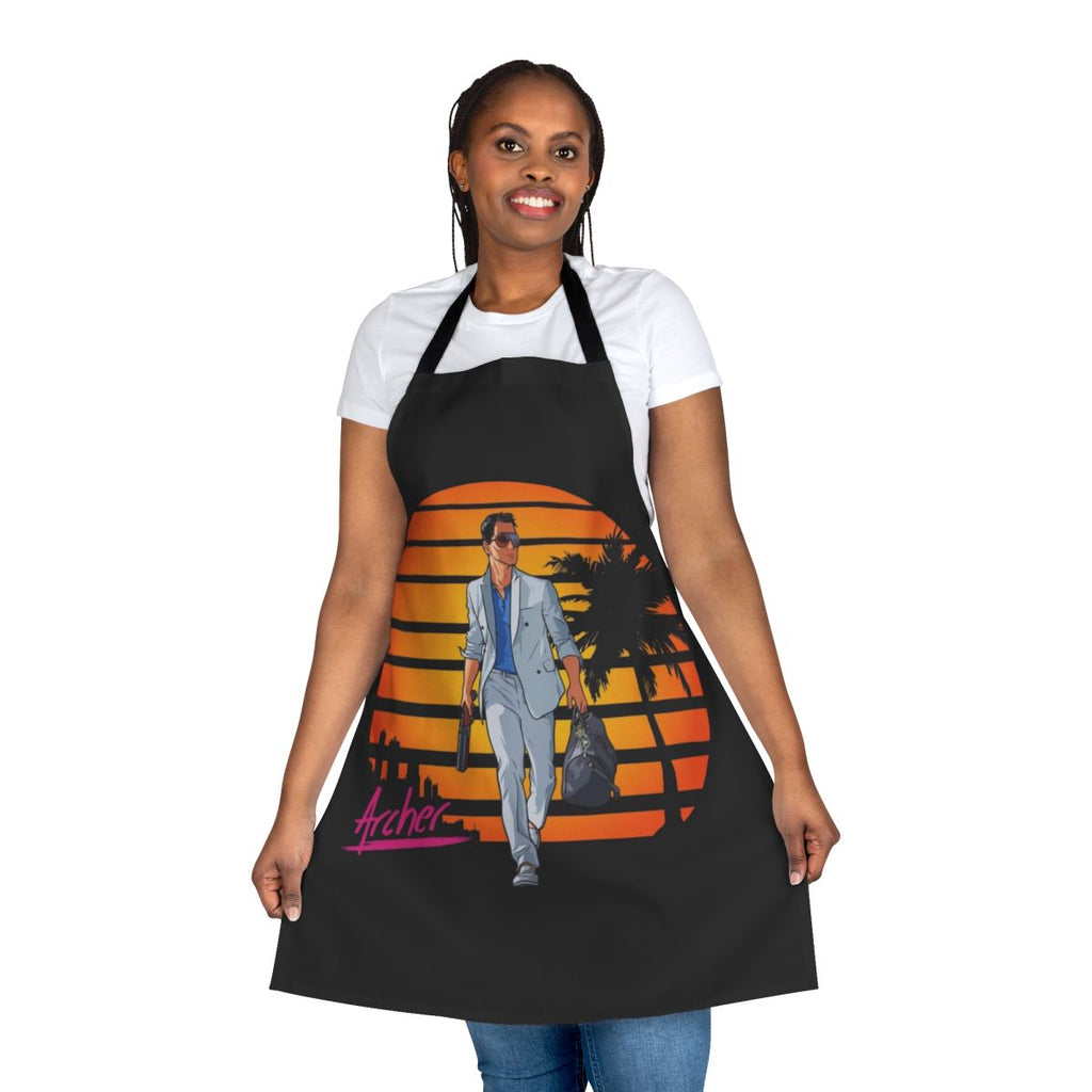 Retro-inspired apron featuring the Archer TV show's "Archer Vice" theme