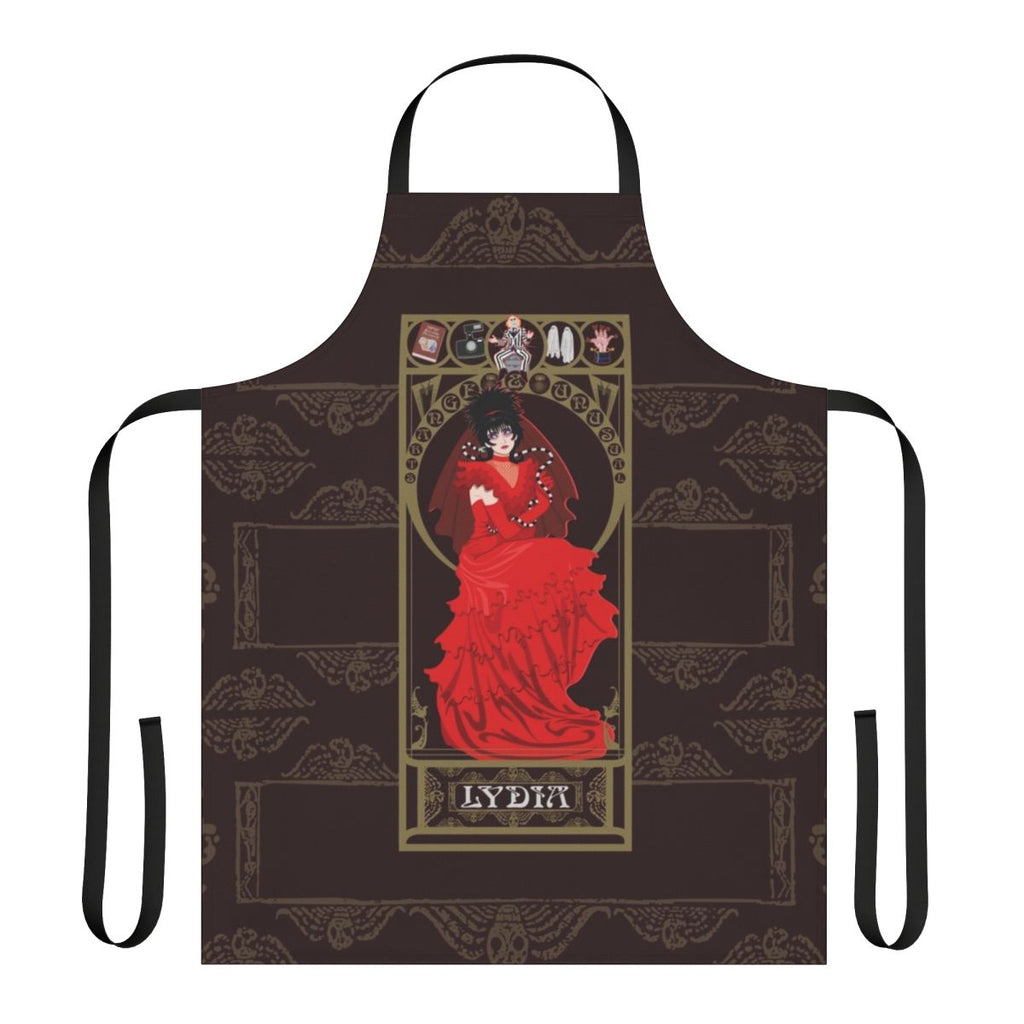 Retro-inspired Beetlejuice Lydia Deetz apron with Nouveau design