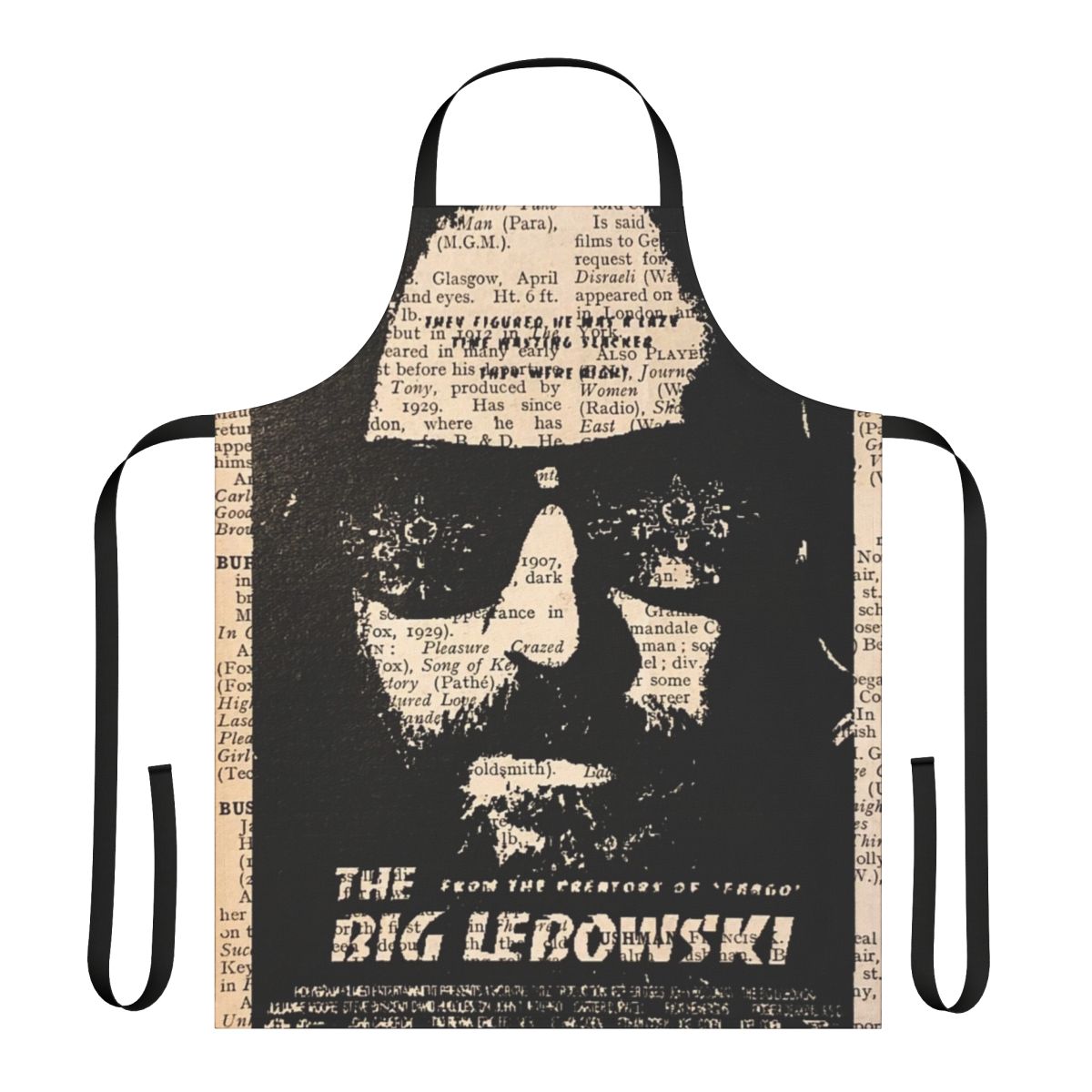 Retro-Inspired Big Lebowski Themed Apron with The Dude and Coen Brothers Film Iconography