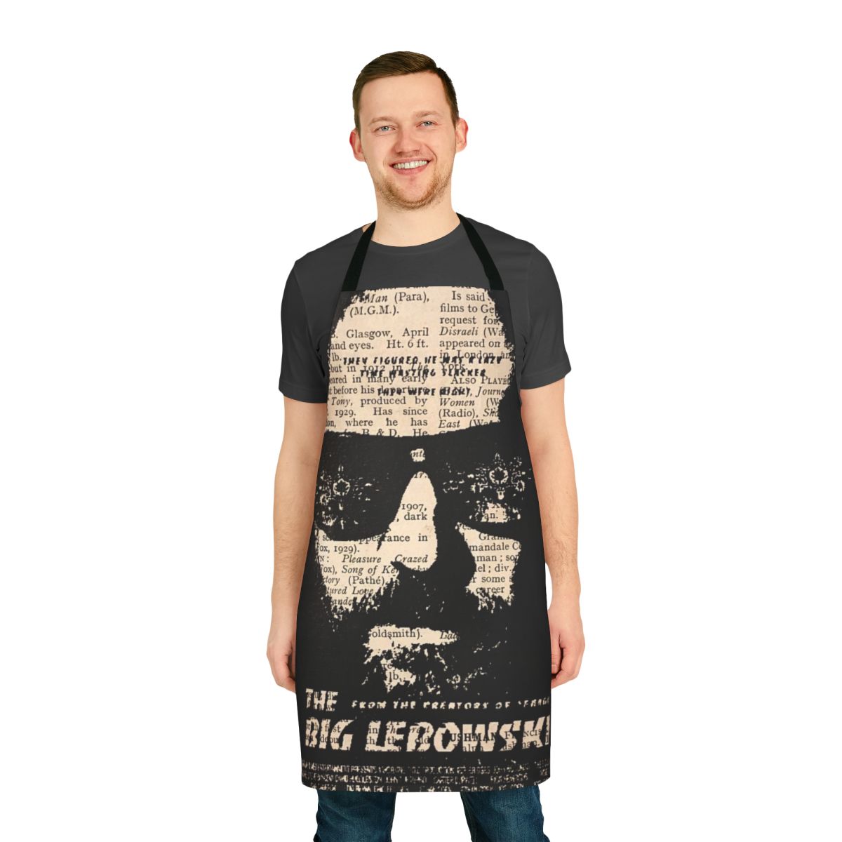 Retro-Inspired Big Lebowski Themed Apron with The Dude and Coen Brothers Film Iconography