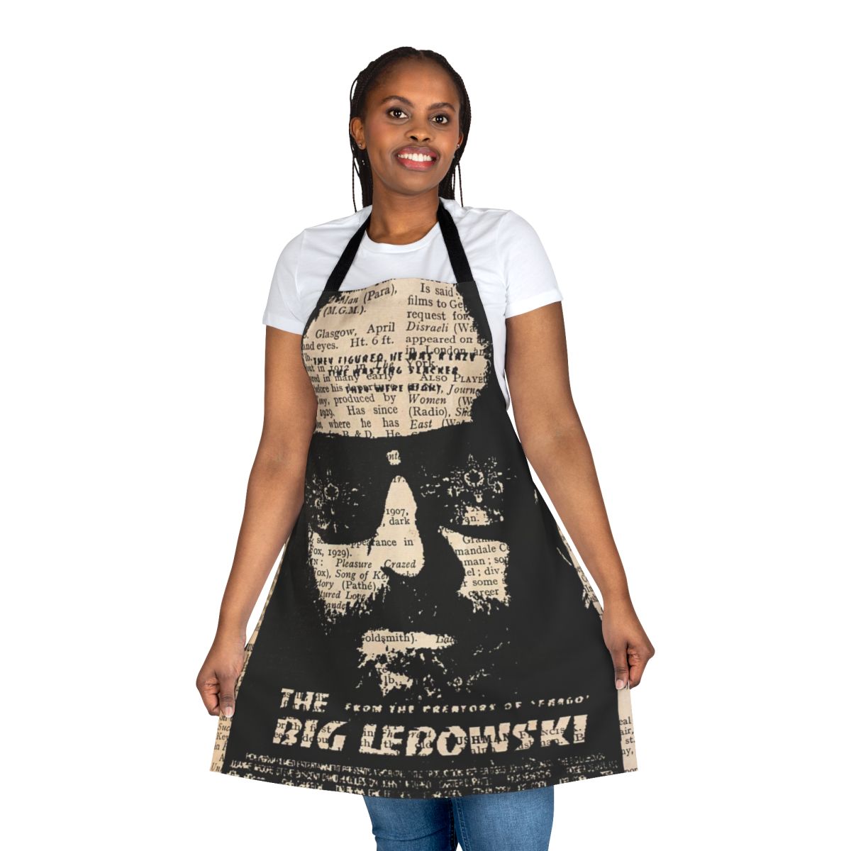 Retro-Inspired Big Lebowski Themed Apron with The Dude and Coen Brothers Film Iconography