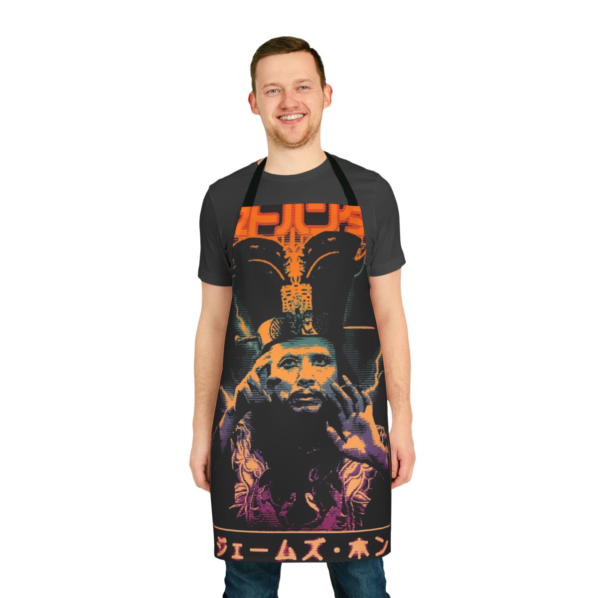Vintage-style apron featuring David Lo Pan from the 1980s cult classic film Big Trouble in Little China