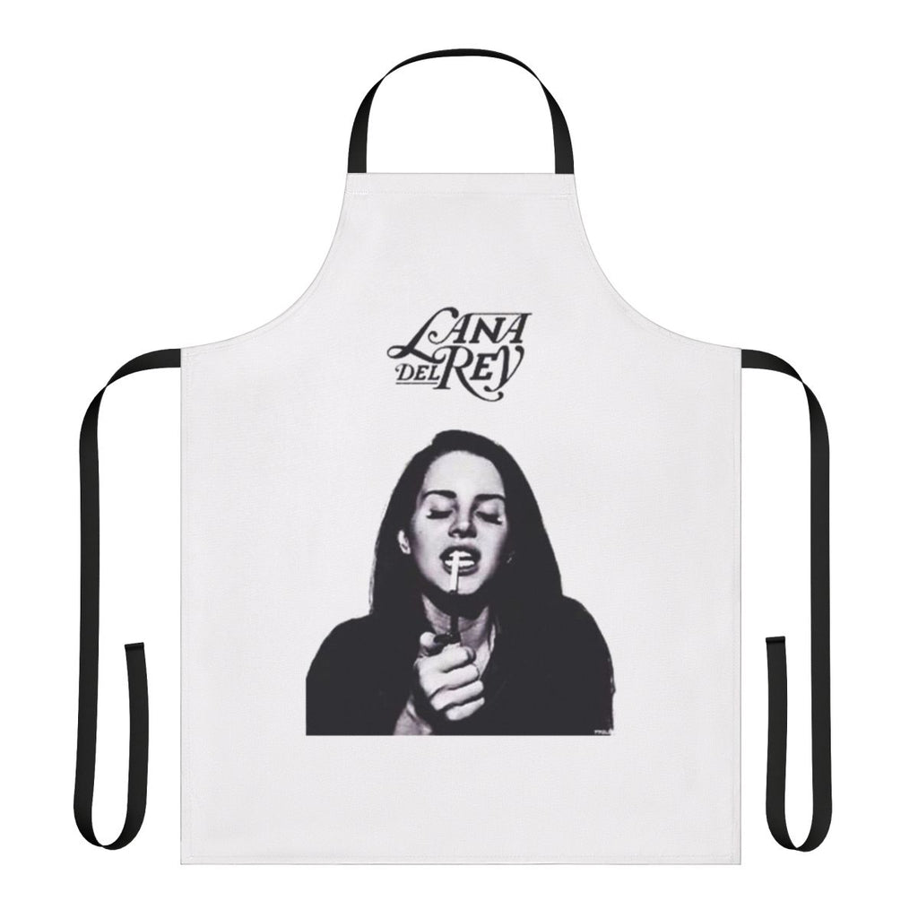 Black and white apron with a smoke design, perfect for cooking or music fans