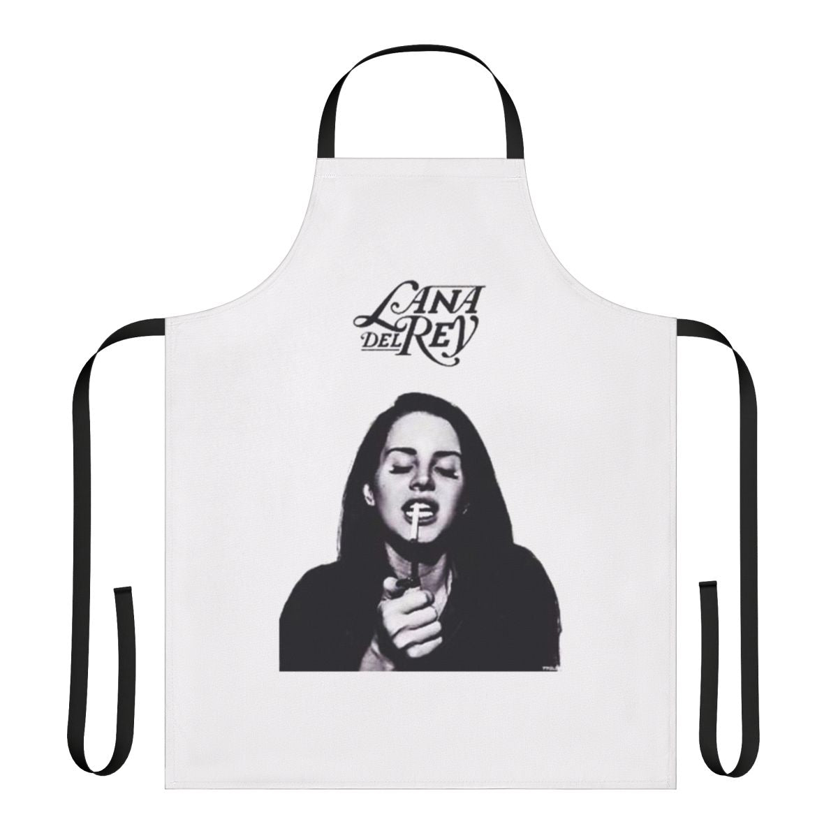 Black and white apron with a smoke design, perfect for cooking or music fans