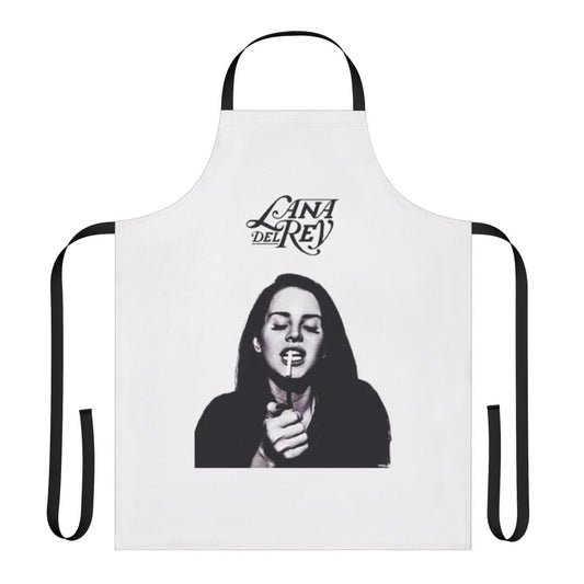 Black and white apron with a smoke design, perfect for cooking or music fans