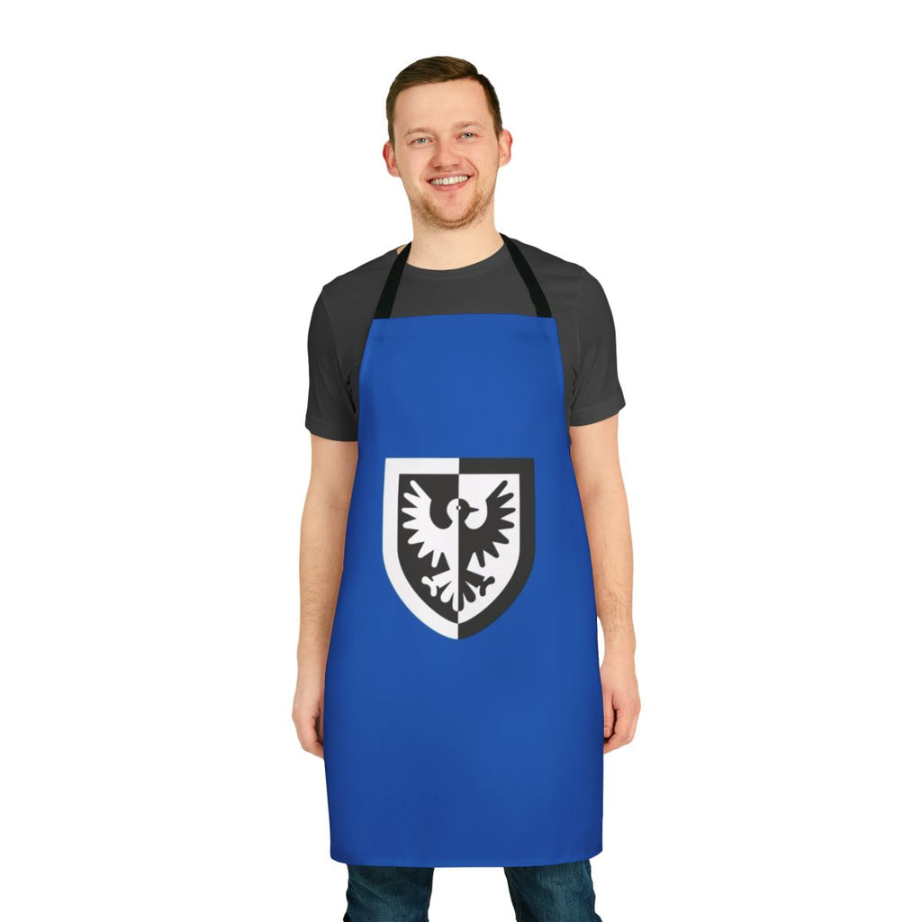 Black Falcons-inspired apron with eagle crest design, perfect for Lego castle enthusiasts.
