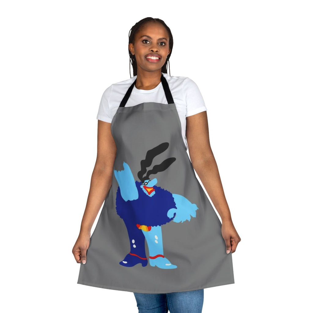 Minimal blue apron with pop art-style beatles graphics