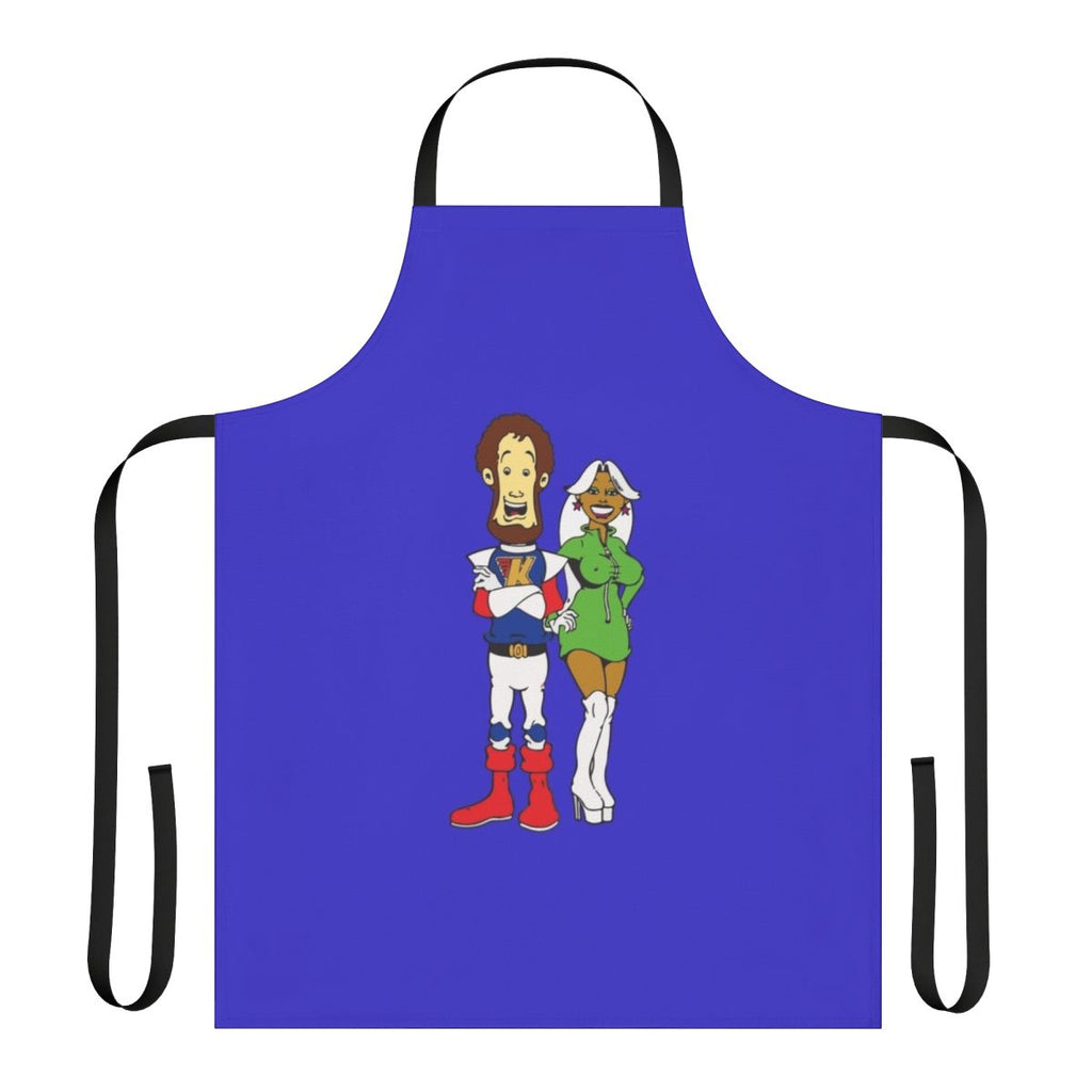 Retro inspired apron featuring the iconic cartoon character Captain Kremmen from the Kenny Everett television show.