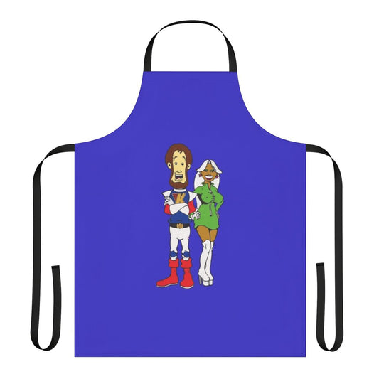 Retro inspired apron featuring the iconic cartoon character Captain Kremmen from the Kenny Everett television show.