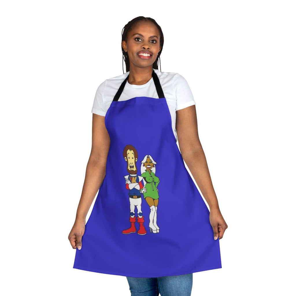 Retro inspired apron featuring the iconic cartoon character Captain Kremmen from the Kenny Everett television show.