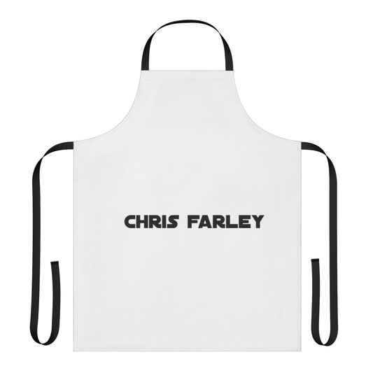 Retro-inspired apron with a vintage-style graphic of comedian Chris Farley