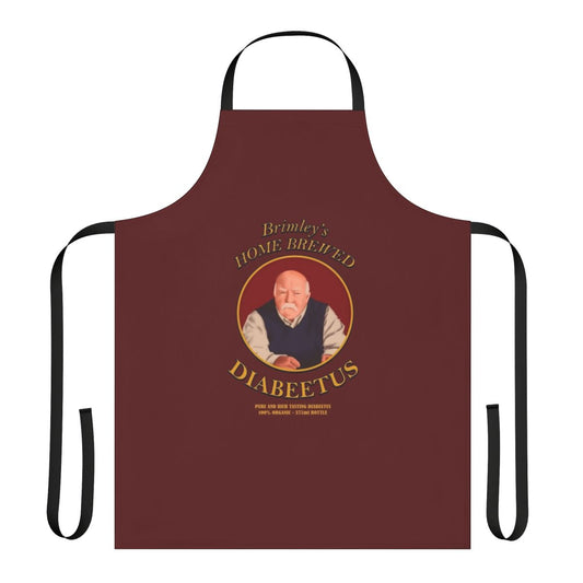 Stylish dark red vintage-style apron with a diabetic theme