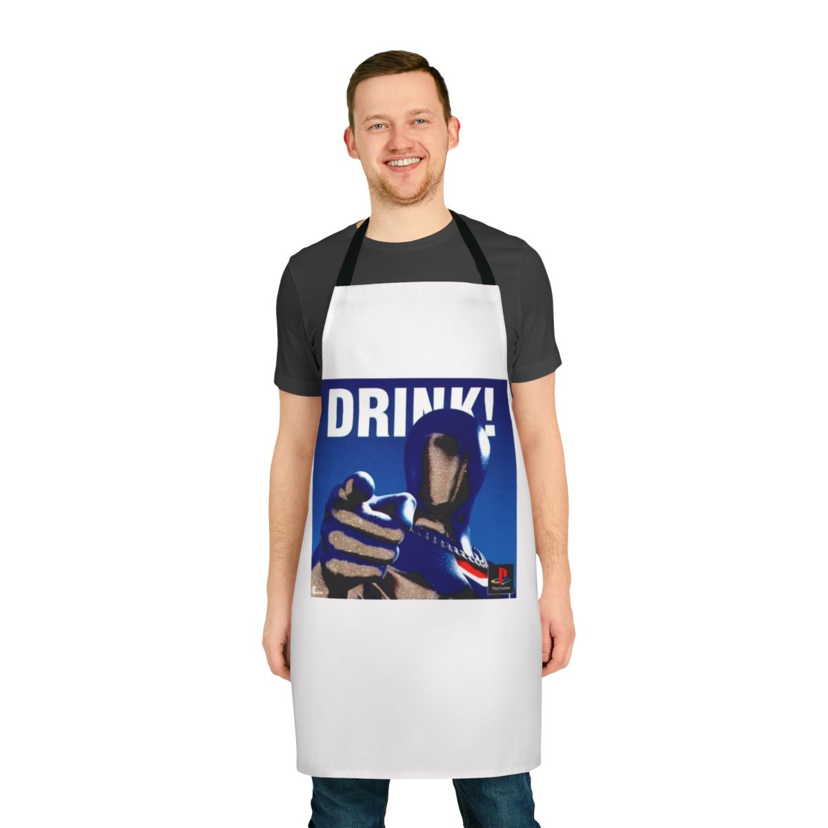 Retro-inspired drink apron with vaporwave, synthwave, and 90s aesthetic design