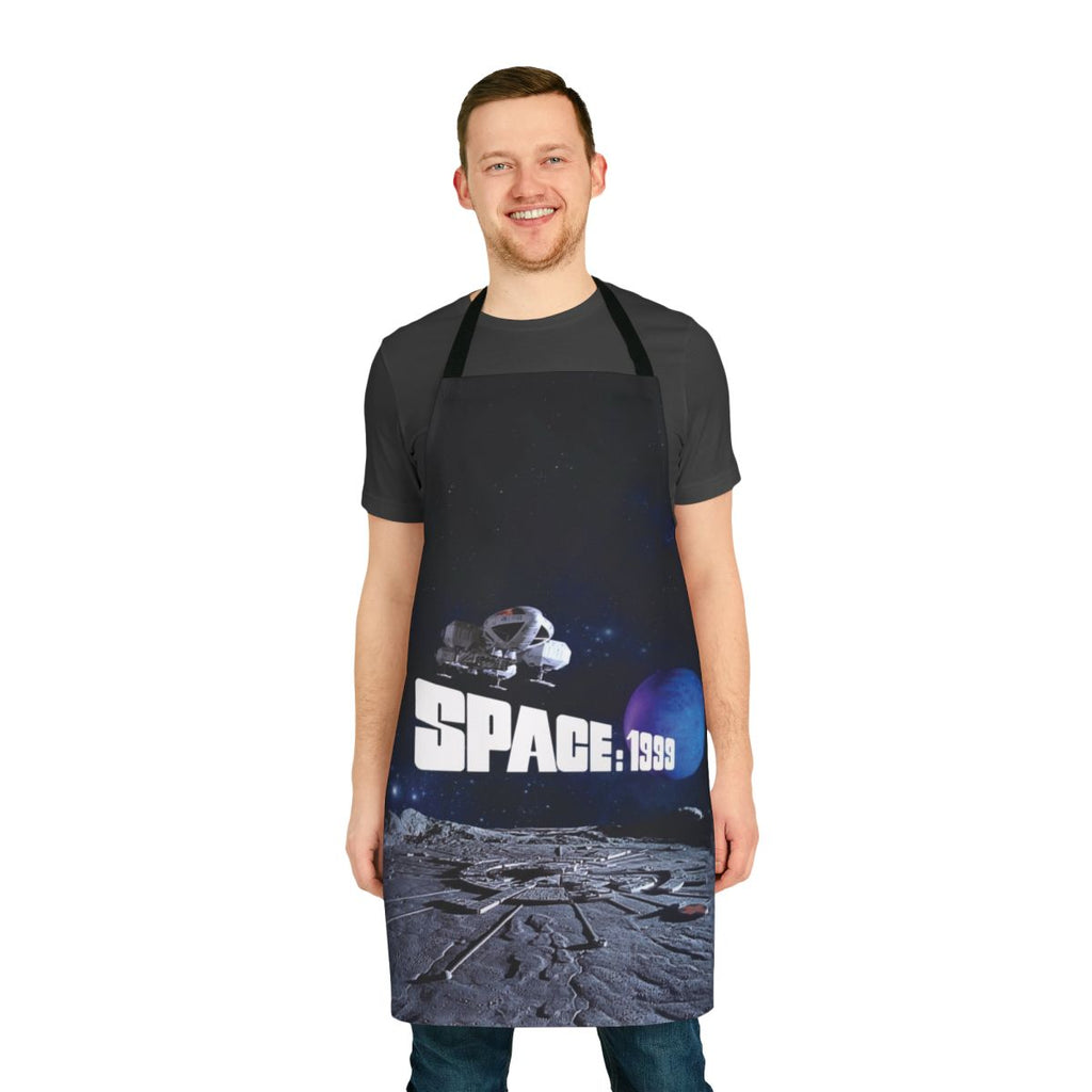 Retro-inspired apron featuring an eagle design and planet graphic