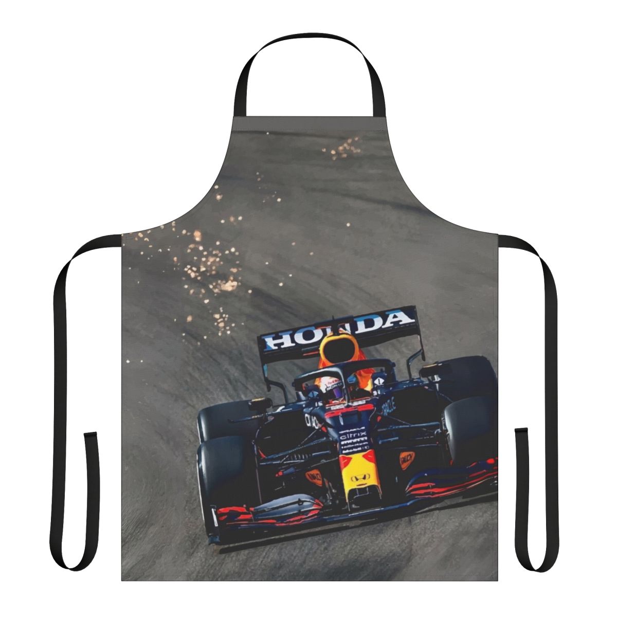 Apron featuring a retro-style design inspired by Formula 1 driver Max Verstappen's achievements