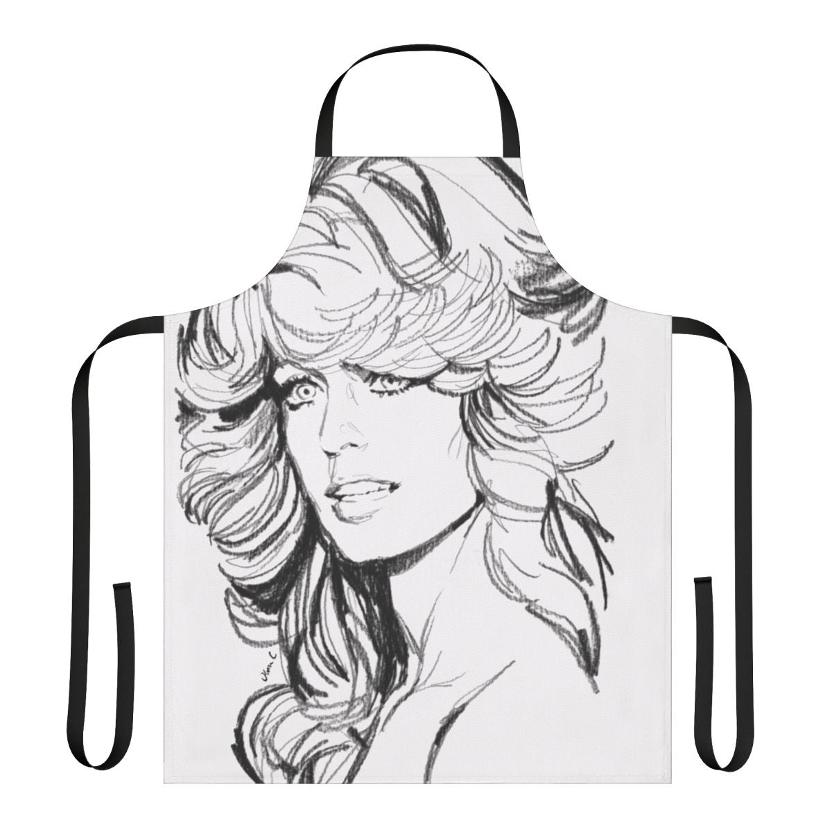 Stylish retro-inspired apron featuring Farrah Fawcett's iconic 70s look