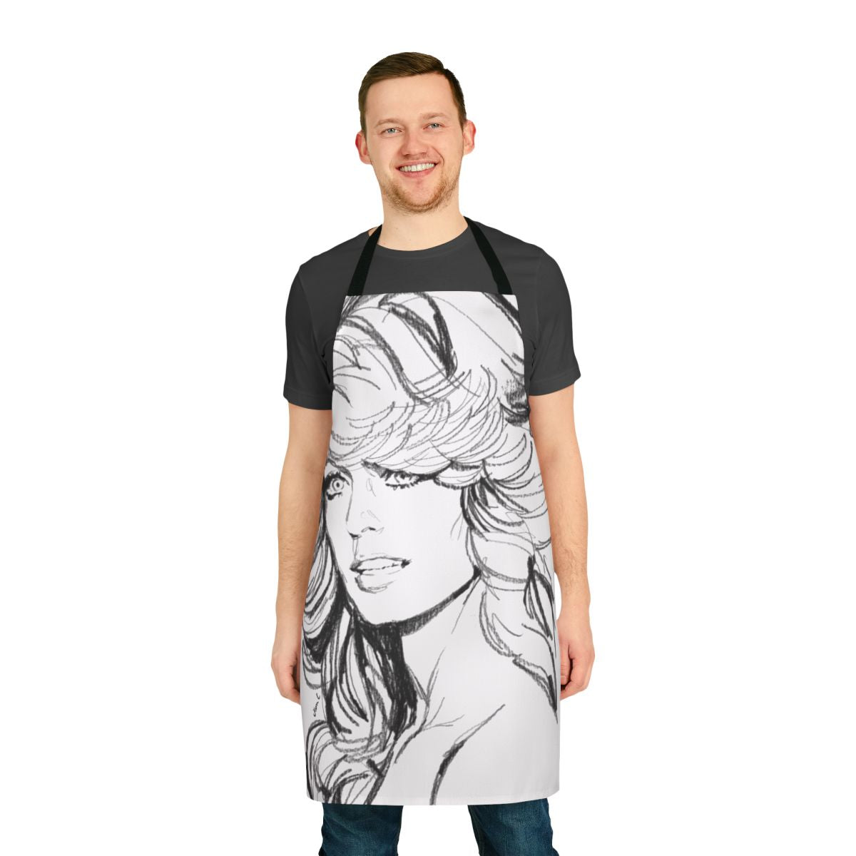 Stylish retro-inspired apron featuring Farrah Fawcett's iconic 70s look