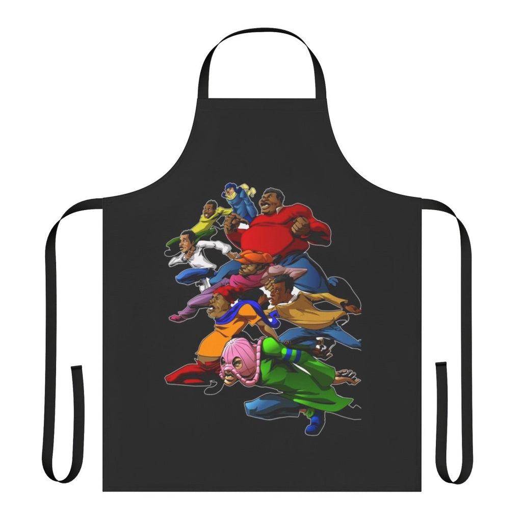 A vibrant apron featuring the iconic characters from the classic 70s cartoon series "Fat Albert and the Gang"