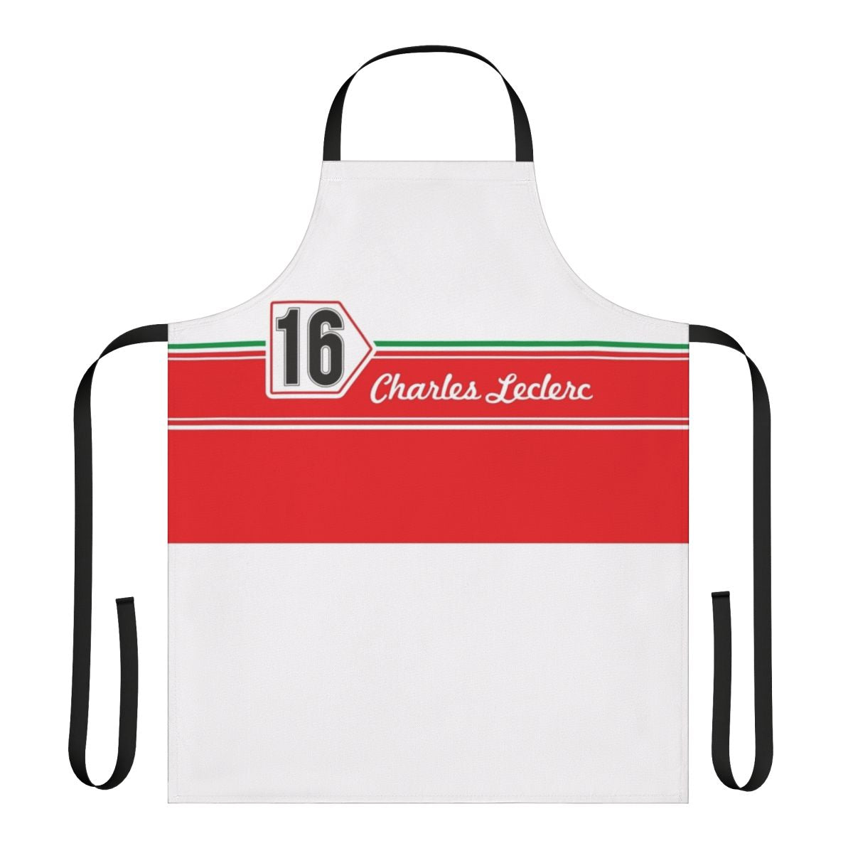 Retro-inspired F1 fan apron featuring Charles Leclerc's iconic number 16