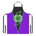 Vibrant purple apron featuring a Hurricane-themed design, perfect for wrestling fans and cosplayers.