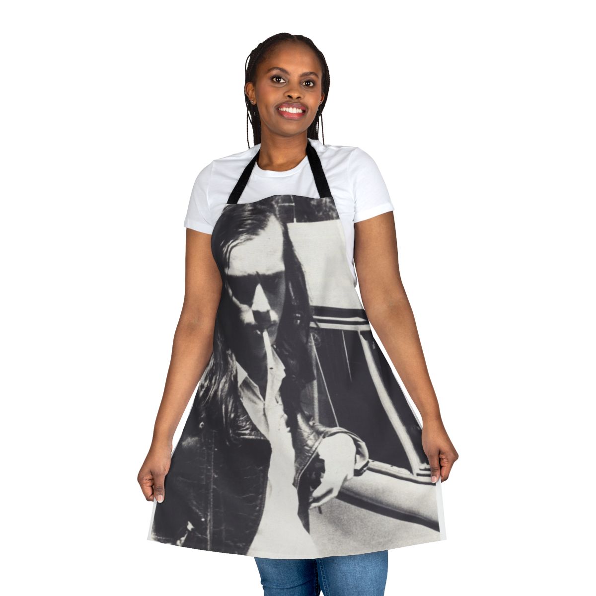 Retro-style apron featuring a black and white portrait of cult filmmaker John Waters