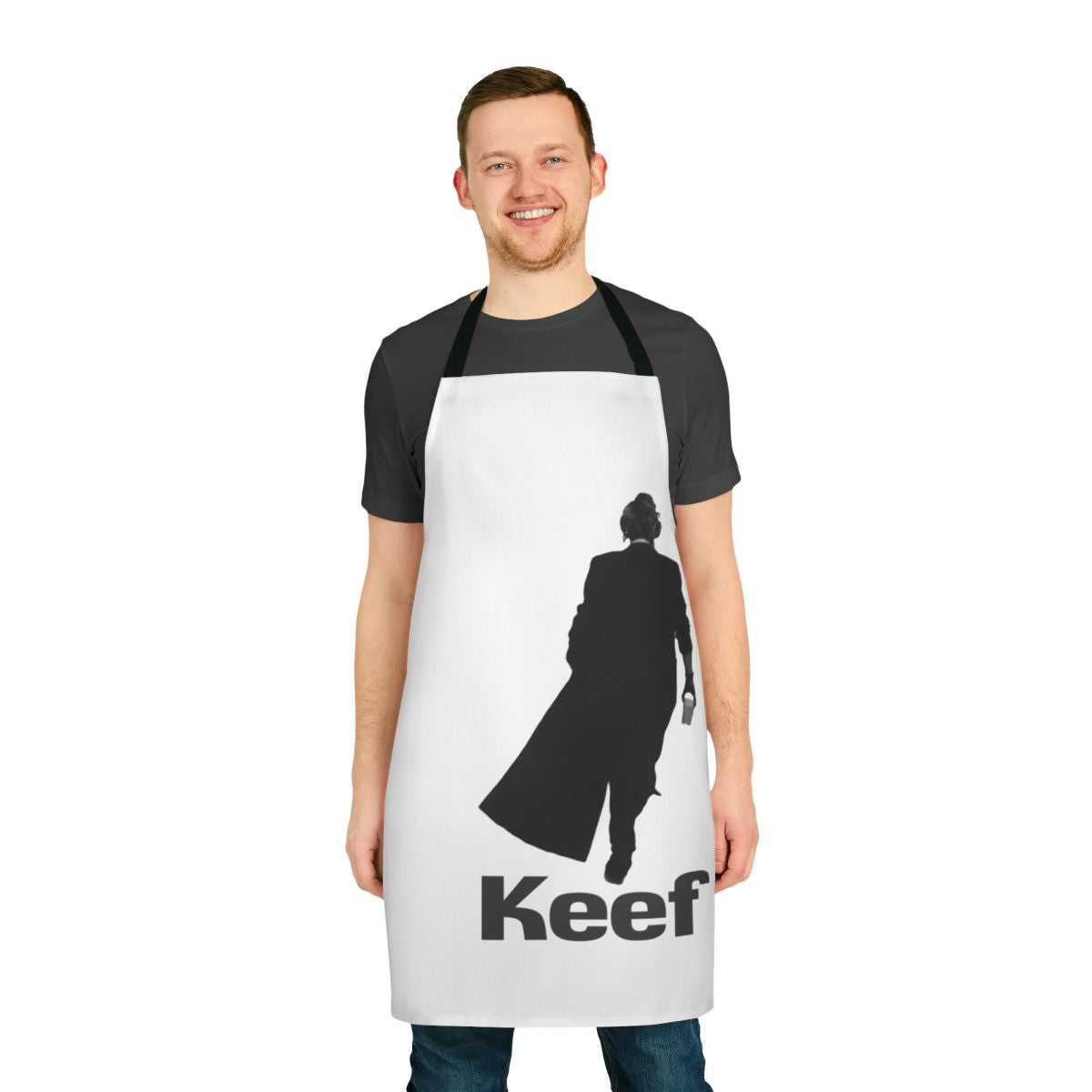 Retro-inspired apron featuring iconic image of Keith Richards, legendary guitarist of the Rolling Stones