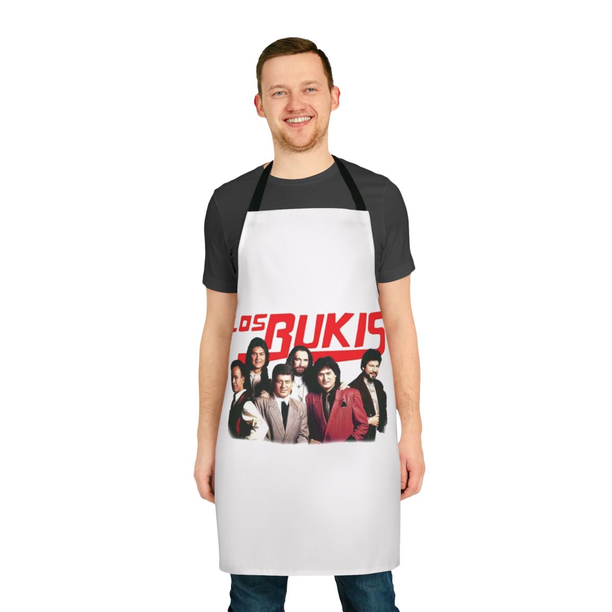 Retro-inspired apron featuring the iconic Mexican pop group Los Bukis