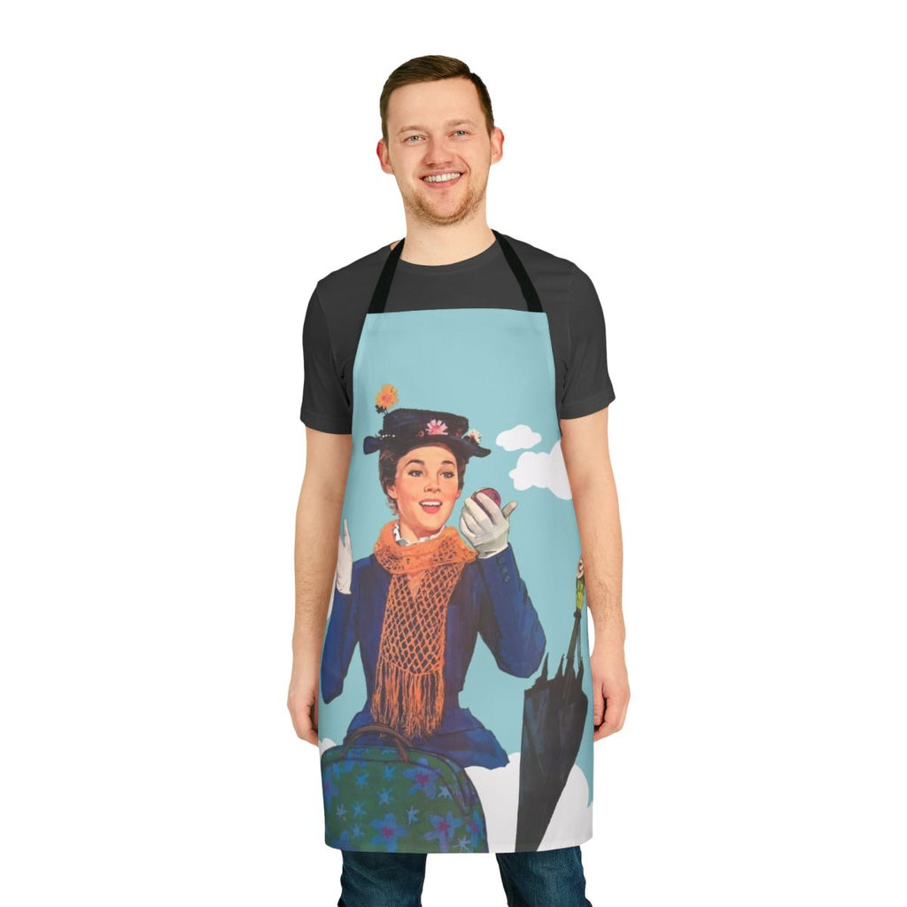 Retro-inspired Mary Poppins themed apron with parrot umbrella design