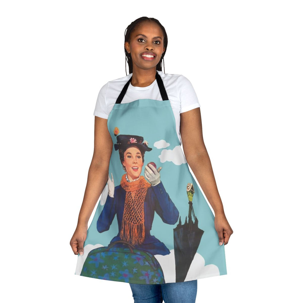 Retro-inspired Mary Poppins themed apron with parrot umbrella design