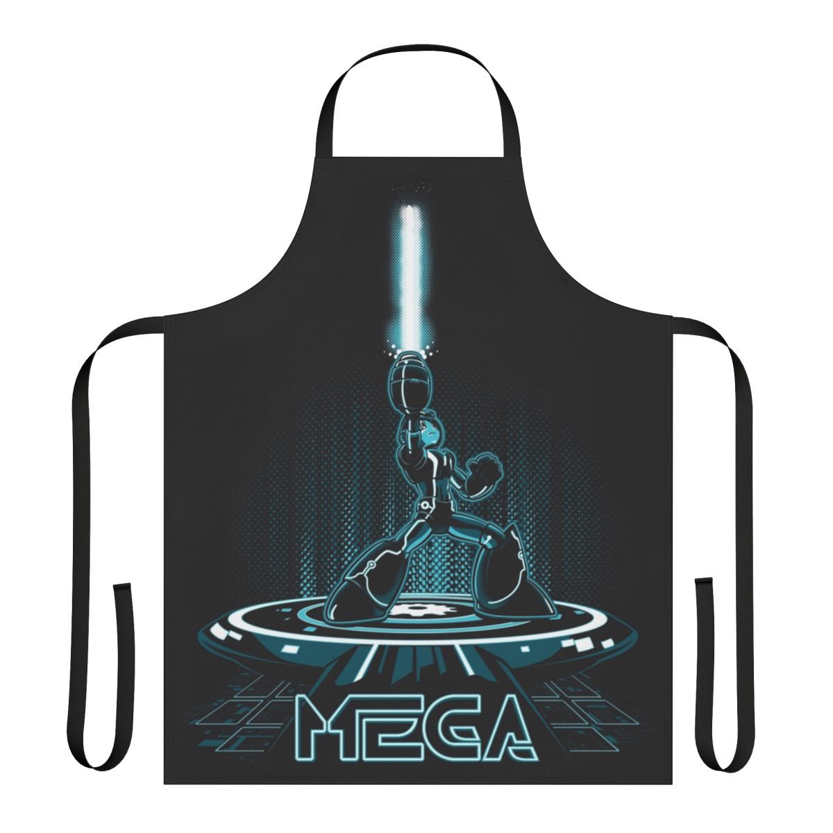 Retro-styled apron featuring a mashup of classic video game and movie characters