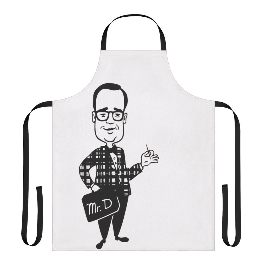 Retro-style apron featuring the iconic Mr D mascot from the Rax fast food restaurant chain