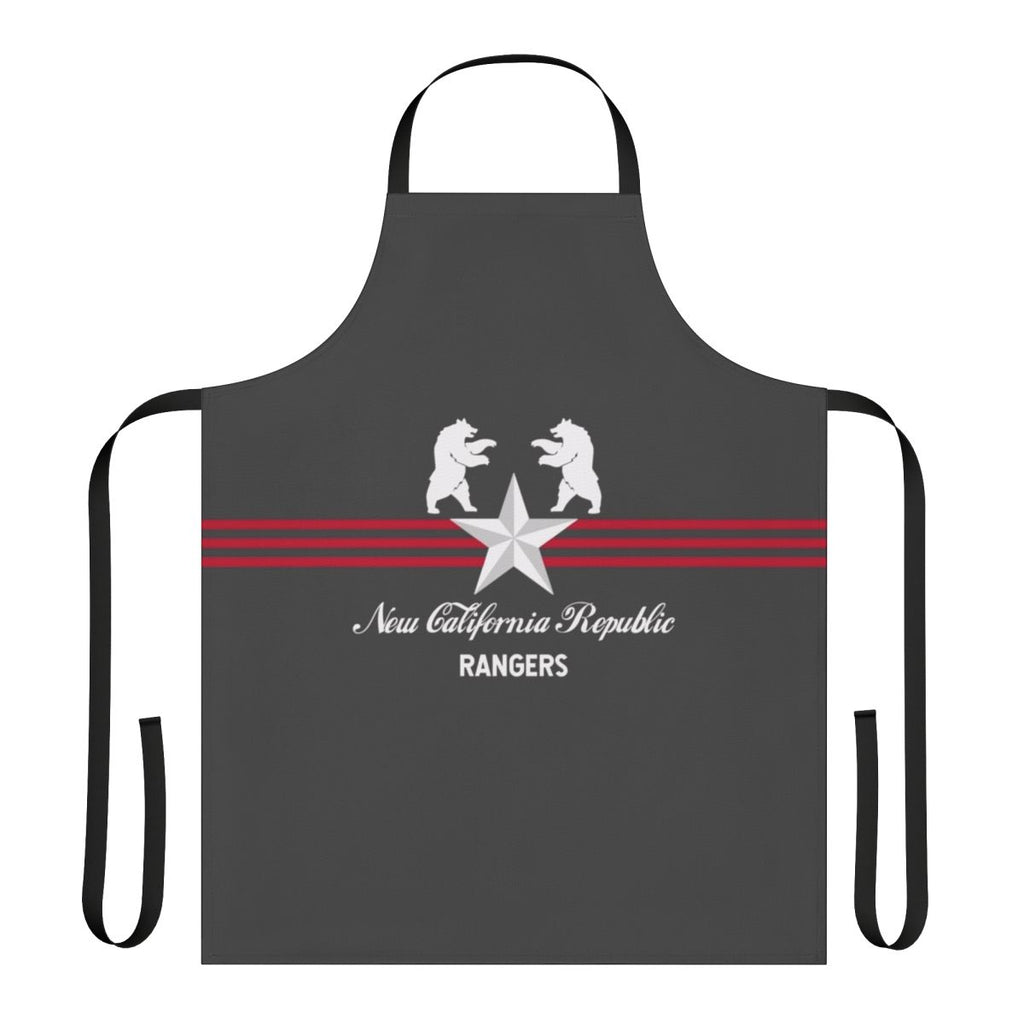 NCR Rangers-inspired apron with a minimalist video game design