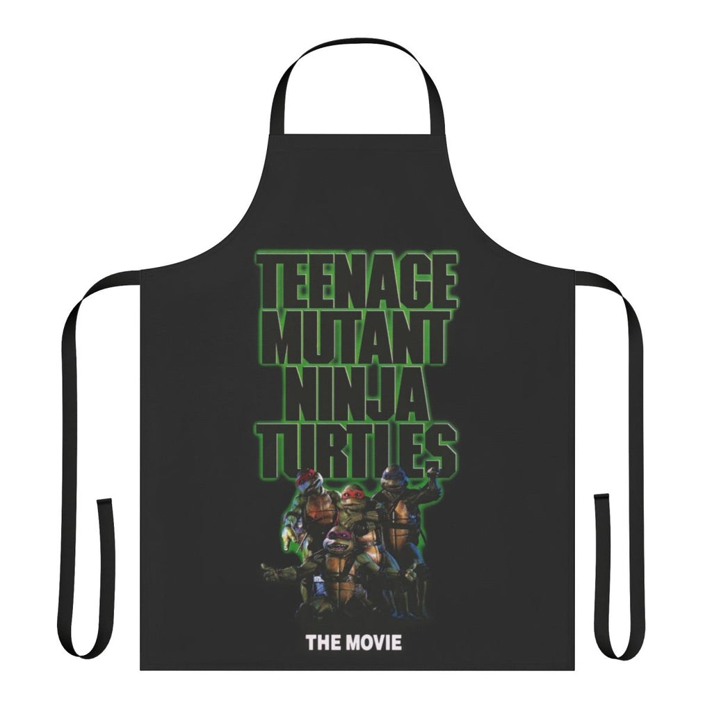 Retro-inspired green apron featuring the iconic Ninja Turtles characters from the 1990s movie