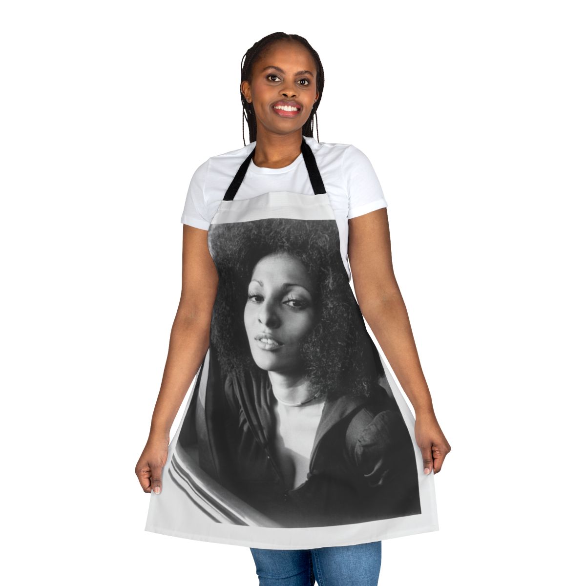 Vintage-style black apron featuring the iconic Pam Grier as Foxy Brown
