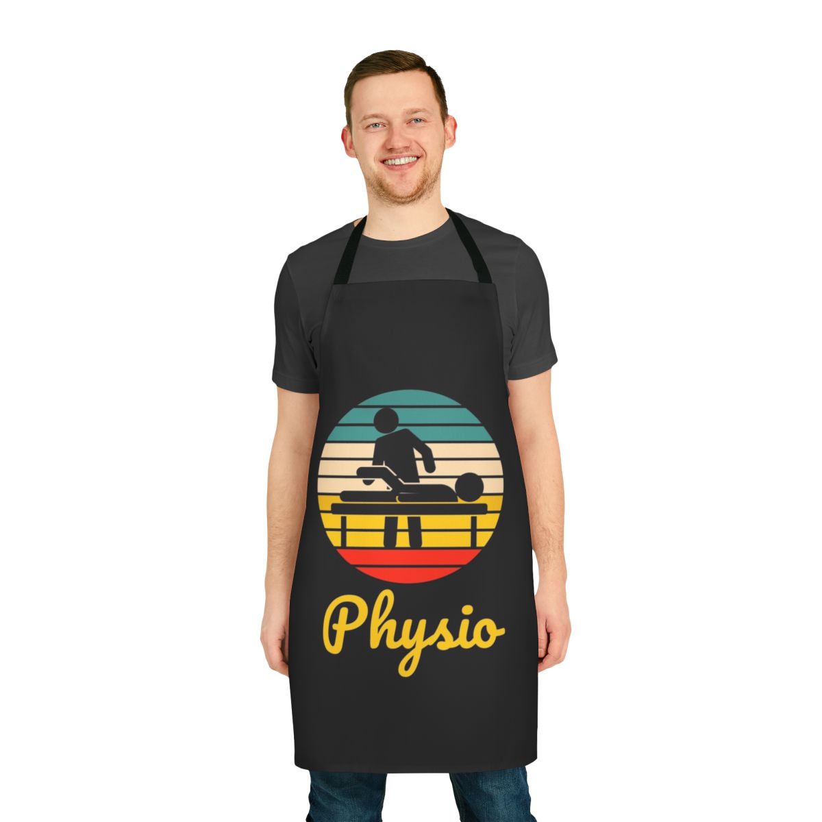 Retro-inspired physiotherapist apron with vintage physio design