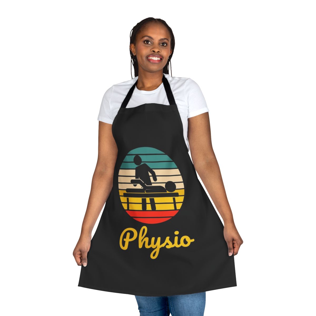 Retro-inspired physiotherapist apron with vintage physio design