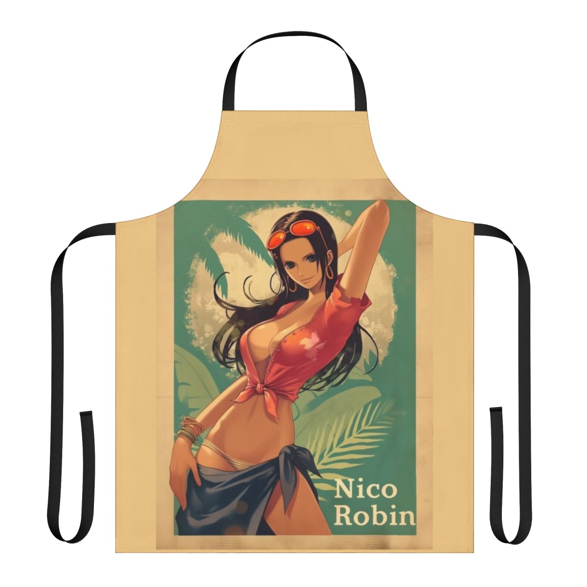 Retro Pinup Girl Apron with Anime-Inspired Devil Child Design