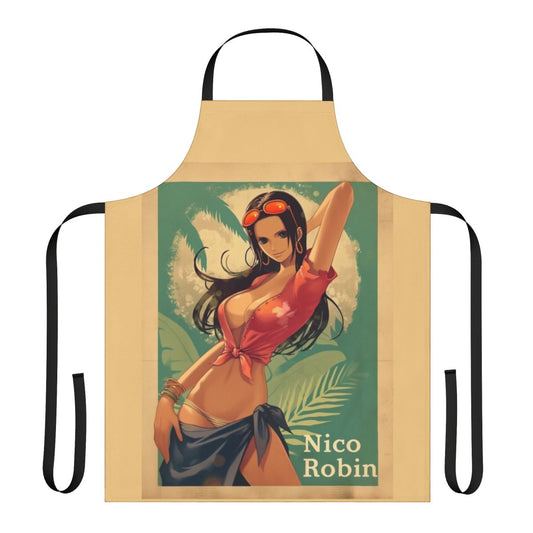 Retro Pinup Girl Apron with Anime-Inspired Devil Child Design