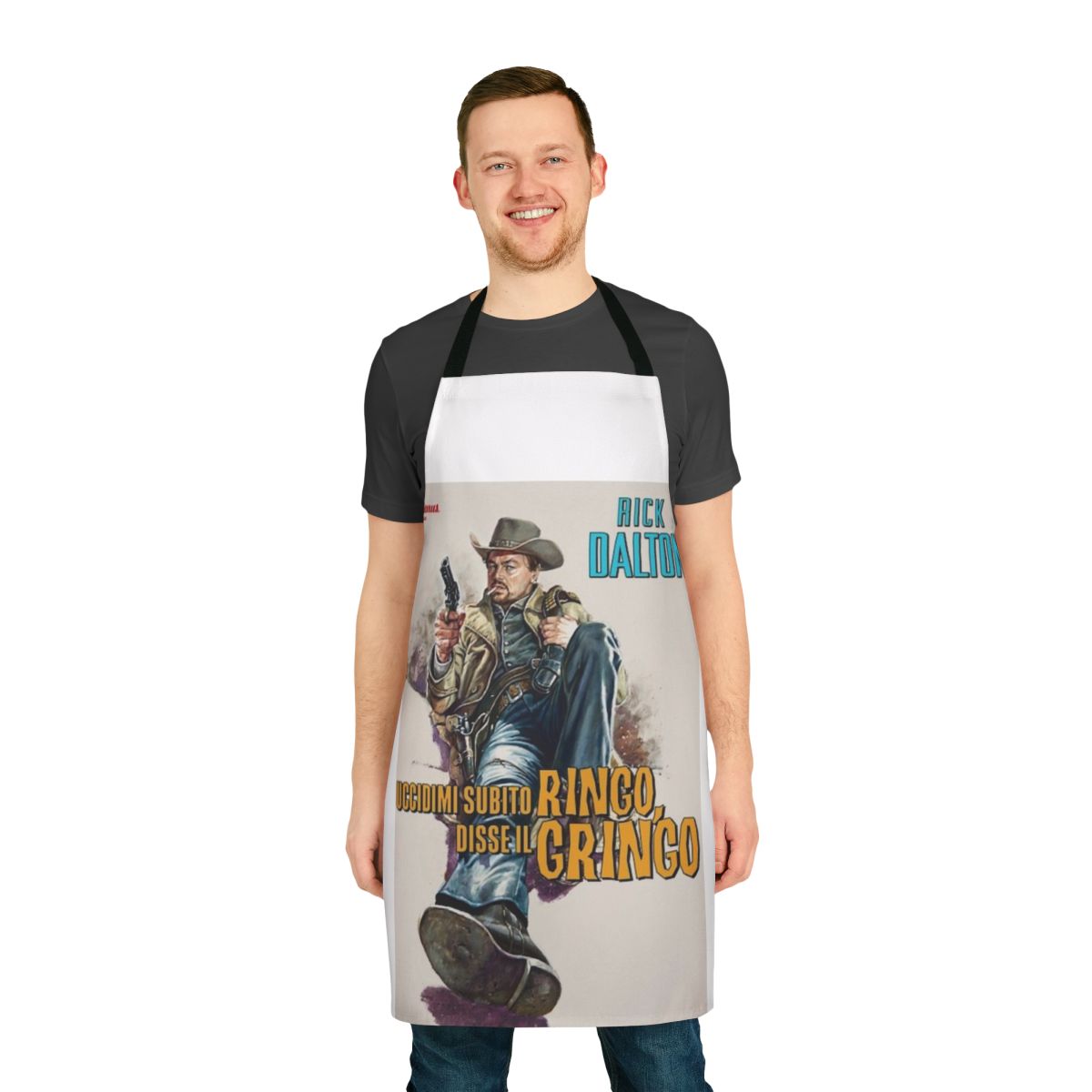 Vintage-style apron featuring Quentin Tarantino's Hollywood-inspired design