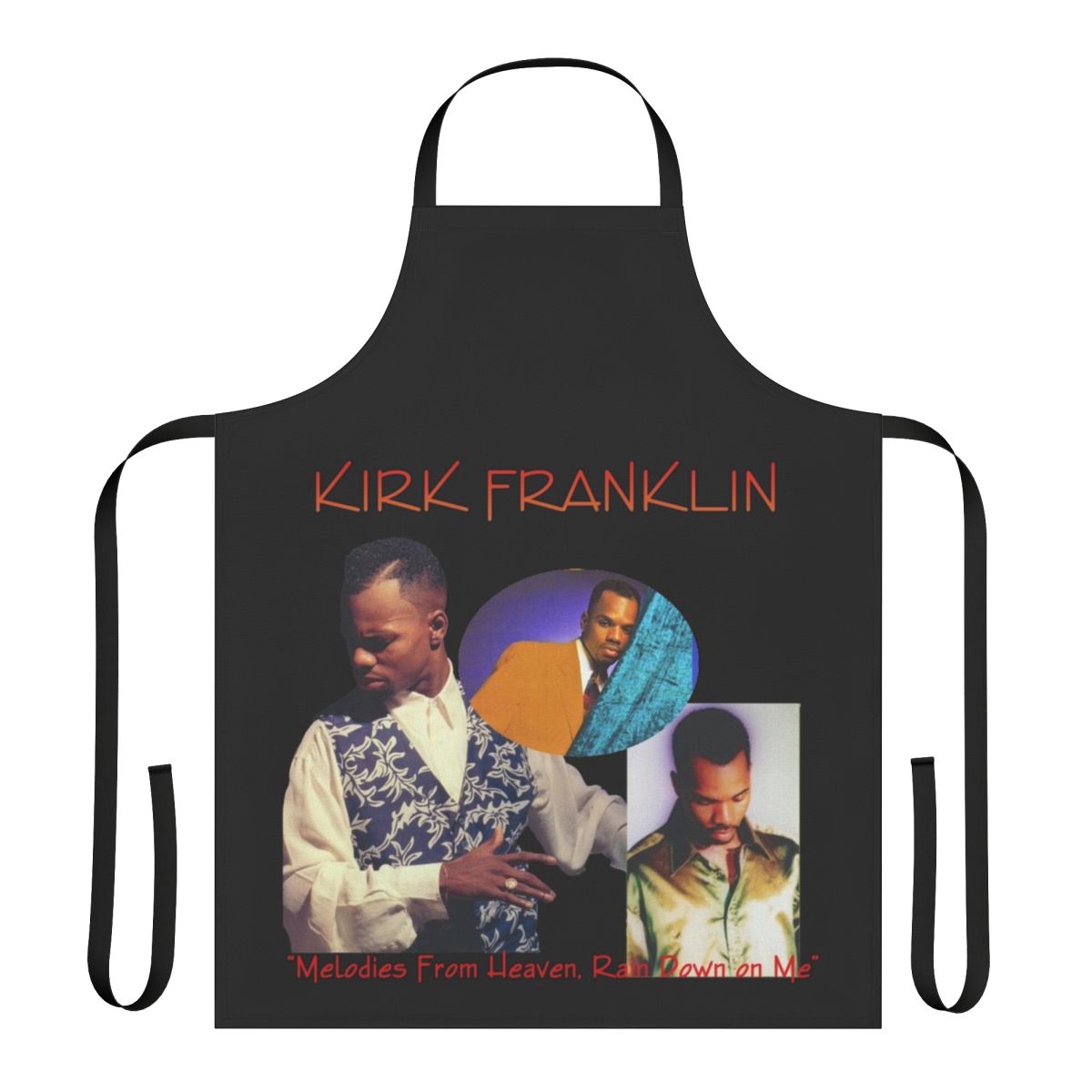 Apron featuring the name "Kirk Franklin" in a stylized, 90s-inspired design