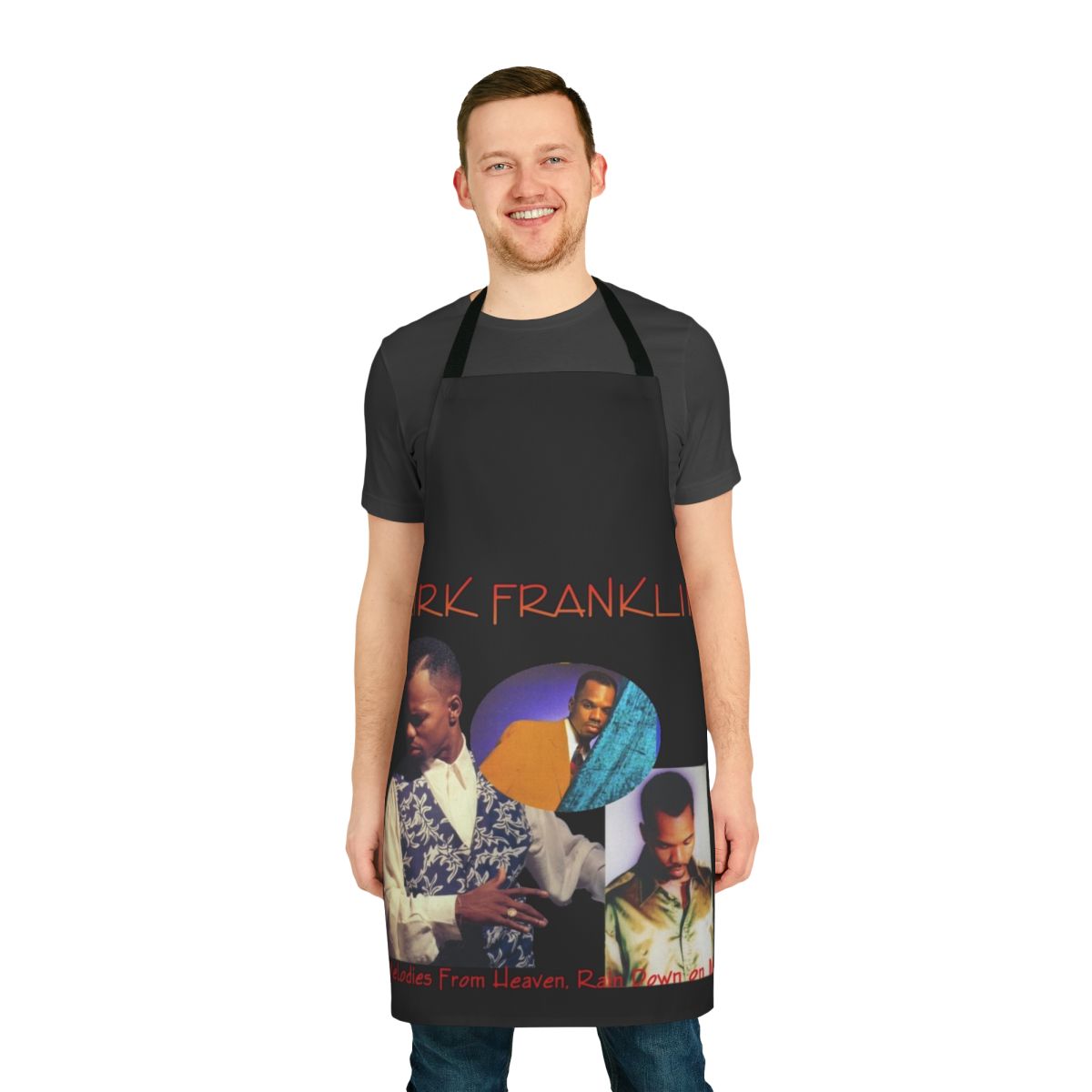 Apron featuring the name "Kirk Franklin" in a stylized, 90s-inspired design