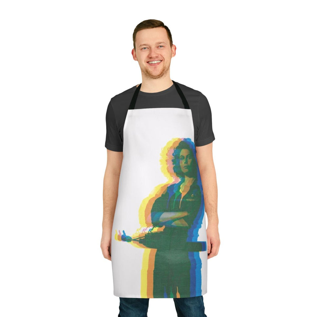 Retro-styled apron featuring an illustration of Ellen Ripley, the iconic protagonist from the Alien film franchise.