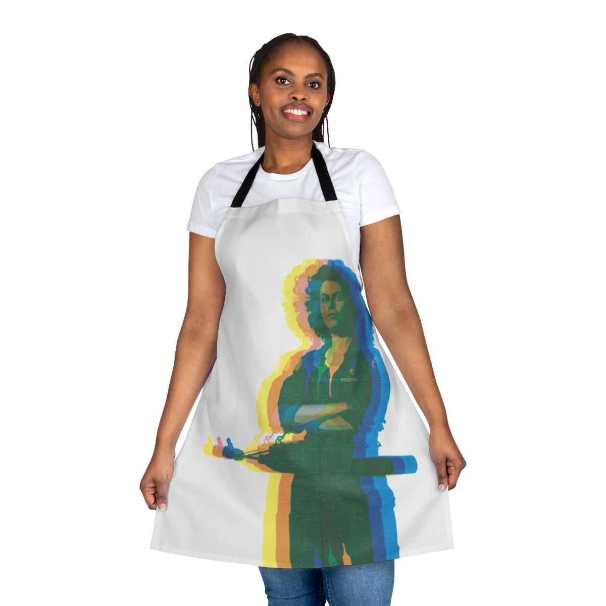 Retro-styled apron featuring an illustration of Ellen Ripley, the iconic protagonist from the Alien film franchise.