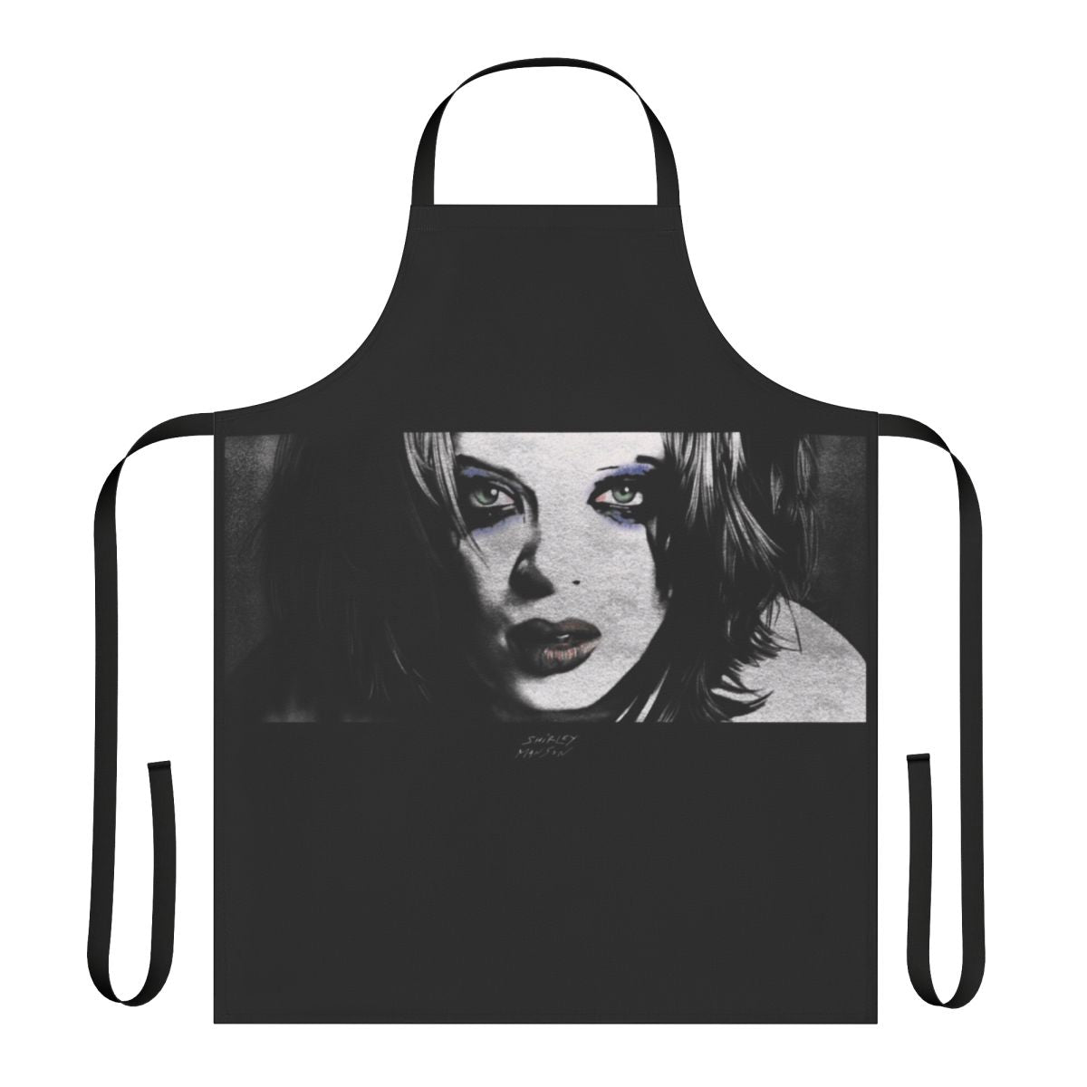 Retro-inspired apron featuring a stylized image of Shirley Manson, the legendary female musician