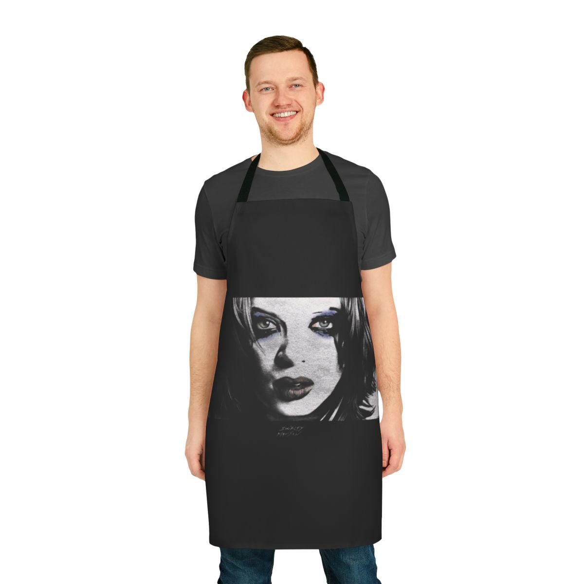Retro-inspired apron featuring a stylized image of Shirley Manson, the legendary female musician