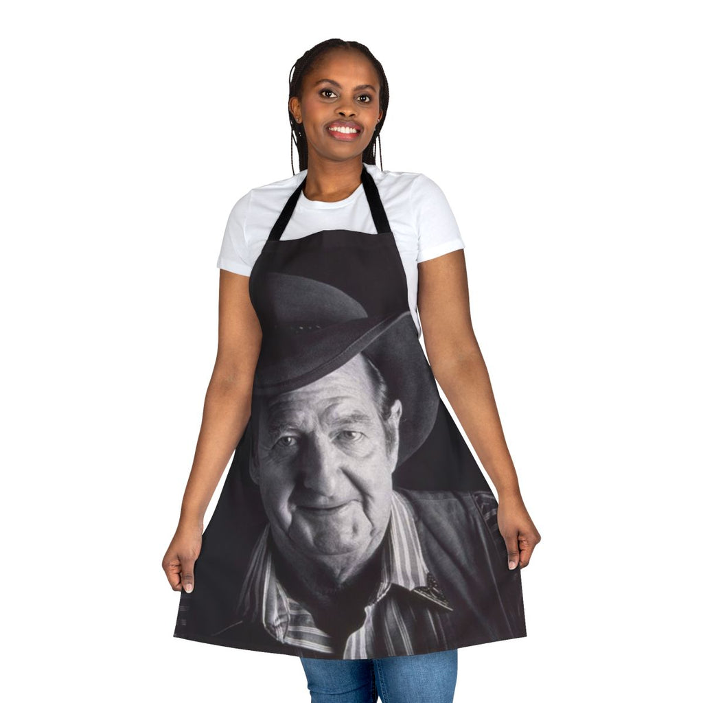 Slim Dusty black and white retro-inspired apron for Australian music fans